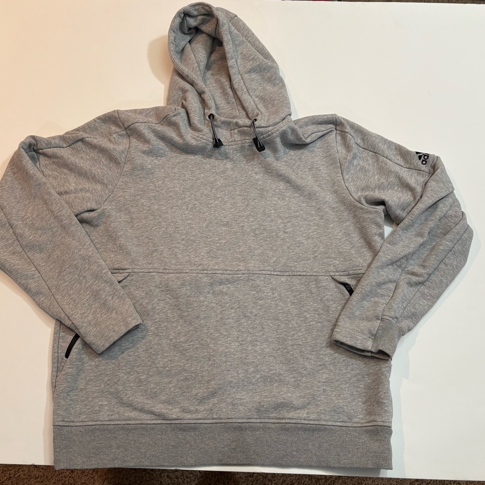 Adidas Men's Heather Gray Hooded Sweatshirt | Size XL